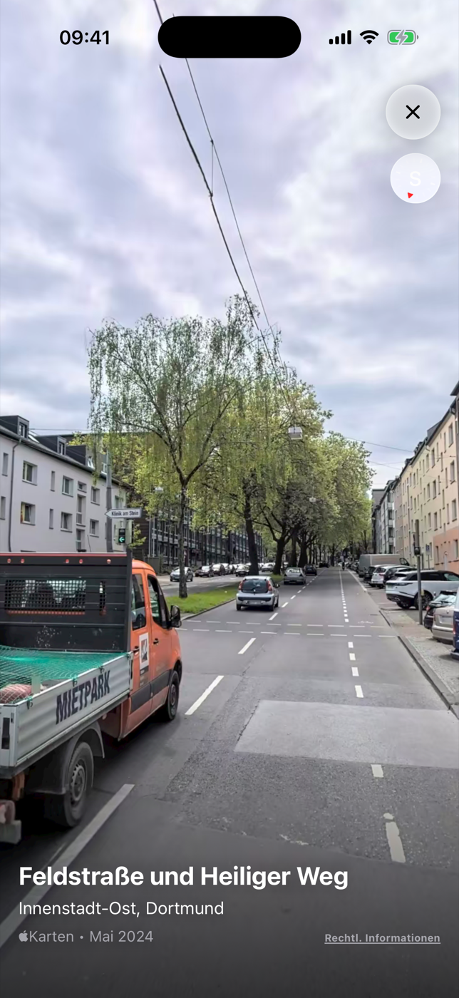 Straßenansicht des Kartenanbieters am Fehlerort · keine Kameraaufnahme